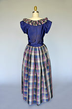 Load image into Gallery viewer, 1940s plaid taffeta party dress S
