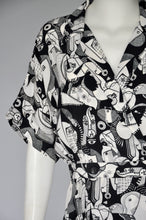 Load image into Gallery viewer, 80s silk Picasso print dress M
