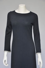 Load image into Gallery viewer, vintage 1970s black knit dress with rhinestones S/M

