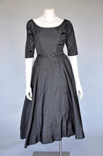 Load image into Gallery viewer, 1950s black and orange taffeta party dress XS/S
