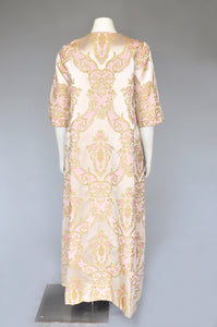 1960s satin brocade dress with matching coat XS