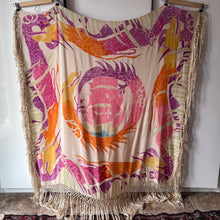 Load image into Gallery viewer, antique 1920s hand painted sea dragon silk shawl with fringe

